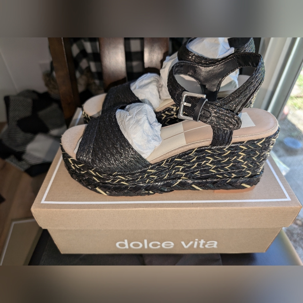 Dolce Vita Black Wedge Sandals